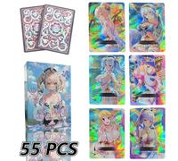 fuxi 55 carte olografiche della storia della dea con lettere anime dorate e brillanti per costumi da bagno per ragazze
