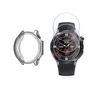 FUXINRUN Protezione Schermo per Orologio OnePlus Watch 3, [3-Pezzi] Vetro Temperato & Custodia Rigida, Anti-Graffio