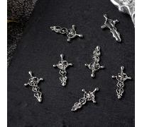 FUXIU 10 Pezzi/set Vintage Cranio Cuore Nail Charms Nail Art Decorazione Del Metallo Del Chiodo Accessori Manicure FAI DA TE