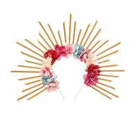 FUXIU Cerchietto per capelli a forma di corona sacra con fiore, spettrale, per Natale, carnevale, Halloween, feste, costume per adolescenti