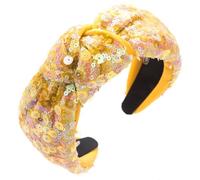 FUXIU Cerchietto per capelli con nodi a tesa larga da donna, stile barocco, con paillettes, multiuso, per ragazze