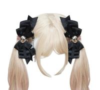 FUXIU Delicato fermaglio per capelli stile gotico Y2K cuore laterale con Sweet GirlsRibbon Style Dark Balletcore