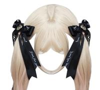 FUXIU Delicato fermaglio per capelli stile gotico Y2K cuore laterale con Sweet GirlsRibbon Style Dark Balletcore