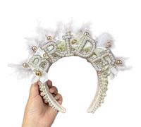 FUXIU Elegante cerchietto per capelli decorato con perle, con lettera, accessorio alla moda per spose e feste di matrimonio