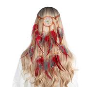 FUXIU Feather&Beads - Cerchietto per capelli da donna, acchiappasogni, in rete, stile etnico, per feste di Halloween