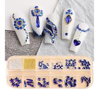FUXIU Set di 12 griglie con retro piatto strass e piccola combinazione rotonda per nail art fai da te accessori cristalli