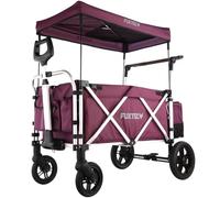 FUXLIFE carrello a mano FX-CTL950 viola - pieghevole premium - carrello per il trasporto di bambini con tettuccio parasole - interno imbottito e imbracatura a 5 punti - ruote elastiche