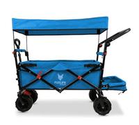 FUXLIFE Carrello Pieghevole da Spiaggia FX-CTB800 Azzurro • Bollerwagen richiudibile per famiglia e tempo libero • Ruote larghe per sabbia e spazio extra interno