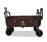 FUXLIFE Carrello Pieghevole da Spiaggia FX-CTB800 Marrone • Bollerwagen richiudibile per famiglia e tempo libero • Ruote larghe per sabbia e spazio extra interno • Volume 105 L e portata 75 kg