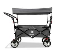 FUXLIFE carrello pieghevole FX-CT700 grigio - carrello per escursioni e uso quotidiano - sedile imbottito - con freni - maniglia regolabile in altezza