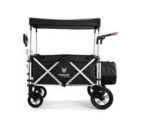 FUXLIFE Carrello Pieghevole Premium FX-CTL900 Nero • Bollerwagen richiudibile con sedili imbottiti e cinture a 5 punti • Carretto pieghevole per famiglia, campeggio e tempo libero • Portata 75 kg