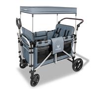 FUXLIFE Carrello Pieghevole - Premium - FX-CTXL900 Grigio • Bollerwagen XL richiudibile con 4 posti e cinture di sicurezza • Ampio vano interno e tettuccio parasole • Ruote XXL