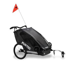 FUXTEC 2 in 1 - Rimorchio per bicicletta con bicicletta da jogging FX-FA1, con rimorchio per 2 bambini, in alluminio, pieghevole, con protezione da pioggia e sole