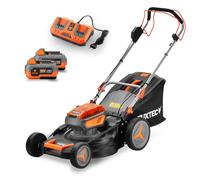 Tagliaerba a batteria 40V (2x20V) E2RM46 semovente, Mulching e Scarico Laterale - Set Batterie 2x4Ah e Caricabatterie - Larghezza di Taglio 46cm, 50L, Altezza di Taglio 25-75mm