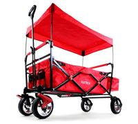 Fuxtec Carrello Pieghevole Bollerwagen City per Il Trasporto di Bambini con Tetto di Protezione UV City FX-CT500 Rosso
