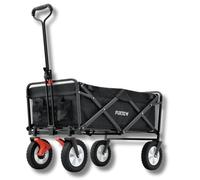 FUXTEC Carrello pieghevole CT100 - Bollerwagen con tetto removibile - per bambini 3-6 anni - Portata fino a 75kg - Ruote larghe per ogni terreno - Sacca posteriore fissa - Tessuto lavabile