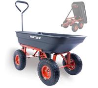 FUXTEC carrello ribaltabile FX-KW2175 - portata fino a 300 kg, capacità max 150 kg in funzione basculante - pianale in plastica chiusa - ideale come carrello da giardino con grandi pneumatici
