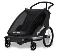 Fuxtec Carrello rimorchio per Bici Sportfux FA1 2in1 Convertibile in buggy con 2 Posti, Borsa Posteriore, Riflettori, Maniglia adattabile, Protezione Pioggia e Sole, Pieghevole Sicurezza Top NERO