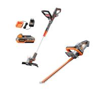 FUXTEC kit giardinaggio 20V FX-20VSET5 con decespugliatore FX-E1RT20SET e tagliasiepi FX-E1HS20 - batteria intercambiabile - leggero e maneggevole per lavori in giardino