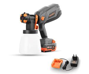 Fuxtec Pistola a spuzzo a Batteria 20V FX-E1CSP20 spruzzatore/polverizzatore per Vernice da 1l - 3 Modelli di spruzzo e Diversi ugelli - 600ml/min Set con 1x Batteria caricabatteria
