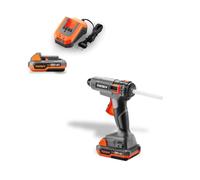 FUXTEC Pistola per colla a caldo a batteria da 20 V FX-E1GG20 Set con batteria e caricatore, pistola per colla per bastoncini da 11 mm, spegnimento automatico, forte potenza adesiva per legno,