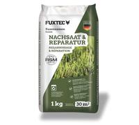 FUXTEC semi prato FX-RSNR1 - risemina 1kg per 30m² - Made in Germany - miscuglio di erba a rapida germinazione per rinfoltire e riparare il prato - resistente dall’inizio primavera all’autunno