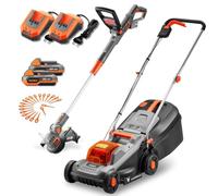 FUXTEC Set Attrezzi Giardino a Batteria 20V E1RM20ECO-SET & E1RT20-SET • Tagliaerba a Batteria 30cm & Tagliabordi a Batteria 25cm • 2 Batterie 2Ah con caricatore • Senza Fili • Cesto RaccogliErba 30L