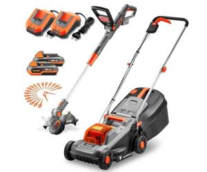 FUXTEC Set Attrezzi Giardino a Batteria 20V E1RM20ECO-SET & E1RT20-SET • Tagliaerba a Batteria 30cm & Tagliabordi a Batteria 25cm • 2 Batterie 2Ah con caricatore • Senza Fili • Cesto RaccogliErba 30L