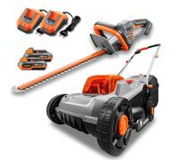 FUXTEC Set Giardino a batteria tagliaerba 30cm + tagliasiepi 52cm 2x2Ah 20V
