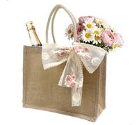 fuxunamz Borsa Juta, Borsa Mare Donna, Borse Spesa, Borsa per la Spesa in Juta Portatile, Sacchi di Juta con Fiocco, Regalo per Colleghe, Insegnanti, Amiche Del Cuore, Madri e Nonne