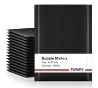 Fuxury Bubble Mailers - Buste imbottite nere, 15 x 25 cm, 100 pezzi, dimensioni utilizzabili, 6 x 9 cm, imbottite con bolle, sacchetti per spedizione, imballaggio, piccole imprese, boutique, sfusi #0