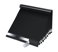 Fuxury Buste per spedizioni in polietilene, 25,4 x 33,5 cm, 50 pezzi, impermeabili per abbigliamento, buste adesive resistenti per fornitori di piccole imprese, buste autosigillanti in polietilene nere