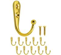 Fuxxer® 10 ganci classici in metallo, ganci da parete in ghisa anticata, colore oro/ottone