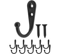 Fuxxer® 10 ganci classici in metallo, ganci per asciugamani, ganci in ferro, 42 x 26 mm, nero, set da 10 pezzi