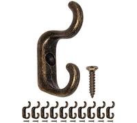 Fuxxer 10 mini ganci doppi antichi, ganci appendiabiti da cucina, bronzo, 33 x 18 mm