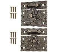 FUXXER®, 2 Serrature anticate, chiusura a gancio, design in bronzo, serrrature per cassette scorrevoli, 50 x 42 mm, con viti, 2 set