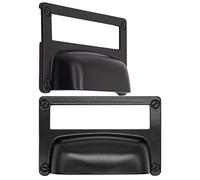 Fuxxer® 2 x finestre per etichette, maniglie in metallo, colore nero, effetto anticato, 81 x 50 mm, set da 2 pezzi