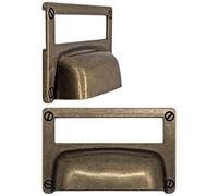 Fuxxer 2 x finestre per etichette, maniglie in metallo, effetto bronzo anticato, 81 x 50 mm, set da 2