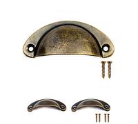 FUXXER - 2 x maniglie per cassetti, in bronzo e ferro, design antico, per armadio, cassetti, credenze, ecc. Stile vintage, rétro, 80 x 36 mm, con 4 viti