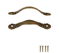 FUXXER - 2x maniglie per cassetti, design bronzo antico, per cassettiere ante buffets comò in stile vintage rustico retrò, 80 x 14 mm