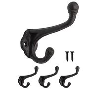 Fuxxer 3 ganci rustici in ferro, 8 x 8 cm, colore nero