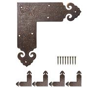 FUXXER 4 connettori angolari decorativi, in ottone anticato, 90 x 90 mm, set da 4 pezzi