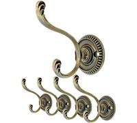 Fuxxer 4 ganci antichi, ganci per vestiti, ganci per cappello, ottone anticato bronzo, set da 4 pezzi