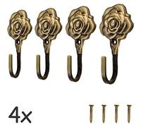 FUXXER® - 4 ganci antichi per guardaroba, asciugamani, asciugamani, in ferro, in ottone bronzo, design vintage rustico, retrò, 92 mm, rosa, set da 4 pezzi