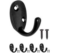 Fuxxer® 4 ganci classici per guardaroba, ganci per asciugamani, ganci in ferro, nero, set da 4 pezzi