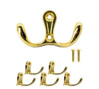 Fuxxer 5 ganci doppi classici, ganci per asciugamani, 52 x 30 mm, ottone, oro, set da 5 pezzi