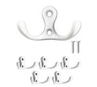 Fuxxer® 5 ganci doppi classici per asciugamani, 52 x 30 mm, set da 5 pezzi, colore bianco