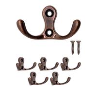 Fuxxer 5 ganci doppi classici per asciugamani, 52 x 30 mm, set da 5 pezzi, effetto rame