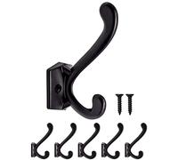 Fuxxer® 5 ganci in ferro massiccio, ganci appendiabiti, ganci per asciugamani, set da 5, nero