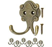 Fuxxer 6 ganci doppi antichi, ganci appendiabiti in ottone bronzo, design vintage, 6 pezzi